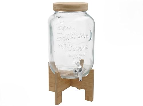 Dispensador de Líquidos de Vidrio Luca, 8 Litros, con Grifo Cromado, Tapa y Soporte de Madera, Estilo Vintage Dispensador de Líquidos de Vidrio Luca, 8 Litros, con Grifo Cromado, Tapa y Soporte de Madera, Estilo Vintage