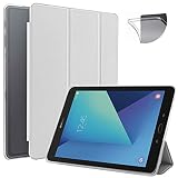 N NEWTOP Funda compatible para Samsung Galaxy Tab S3 de 9,7 pulgadas T820-T825, funda Flip Smart Libro TPU Back Front Ultra Delgada Ligera Stand Función Wake/Sleep Simil Piel (Blanco)