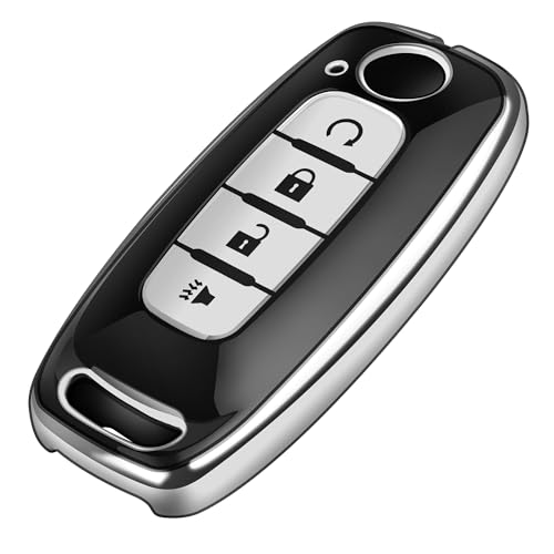 Tukellen for Nissan Key Fob Cover, Premium TPU Plated Case for 2023-2026 Pathfinder Rogue Ariya Versa Kicks Sentra Armada Murano Smart Remote Key Protector (Silver, 4 Buttons) by Tukellen - Used condition - US$12.19