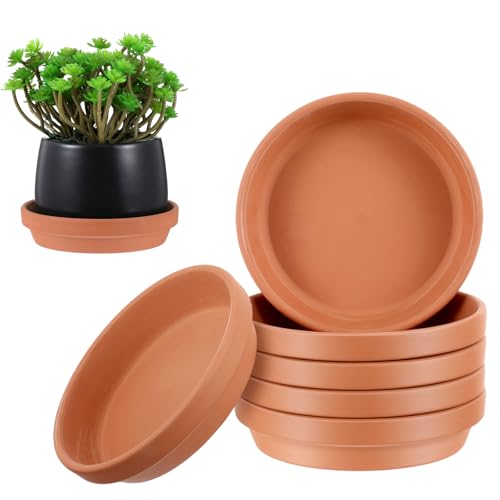MAQUITA 6 Pack 5.7 Inch Terracotta Plant Saucer Pots Tray, Durable and Thicker Terracotta Flower Pot Saucers for Flowers Round Clay Plate for Pots, Indoor & Outdoor Suitable for 5 inch Flower Pot