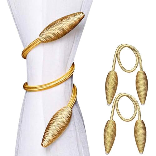 Image of TIED RIBBONS Set of 2 Handmade Decorative Curtain Tiebacks (Rose Gold, 20.5 Inch) - Thicker Twist Rope & Strong Tieback Treatment Holdbacks Holders for Window Sheer Drapes Indoor Outdoor