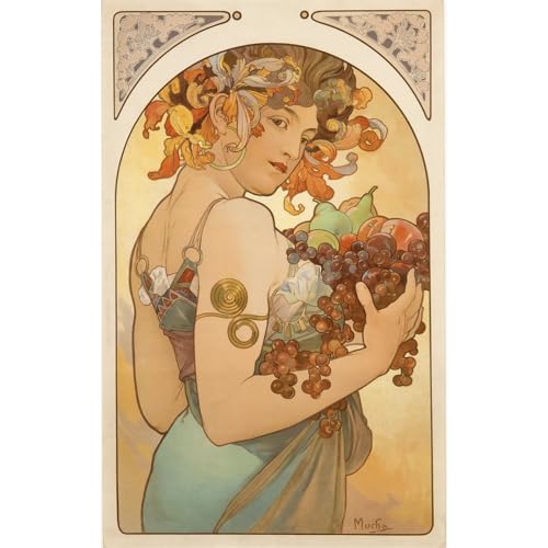 Décoration murale Fruit Alphonse Mucha toile roulée pour remplacer les murs blancs sans vie