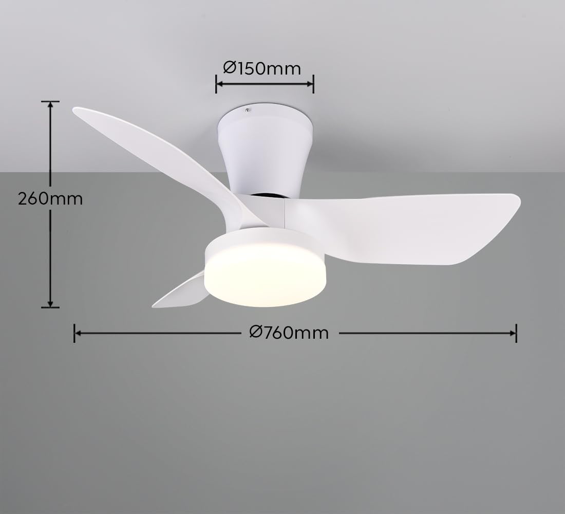 Reality Leuchten LED Deckenventilator mit Beleuchtung Randers R64412131, Kunststoff Weiß matt, 6 Geschwindigkeiten, Sommer- Winterbetrieb, Fernbedienung, Dimmer, Timer, Nachtlicht, Lichtfarbe regelbar |