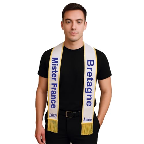 Écharpe de Mister sur mesure imprimée avec franges pour concours - 2