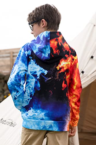 Unicomidea Kids Hoodies 3D Print Blue Gold Dragon Pullover Sweatshirt Hooded Novelty Boys Girls Pull On Hoody Jumpers Cool Cartoon Hood With Big Pocket For 12-14 Years Boys Girls #TOP2