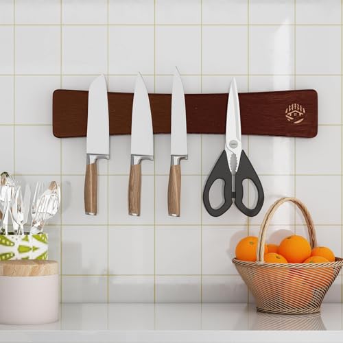 Magnetic Knife Strip Organizer for Kitchen (Black Walnut)