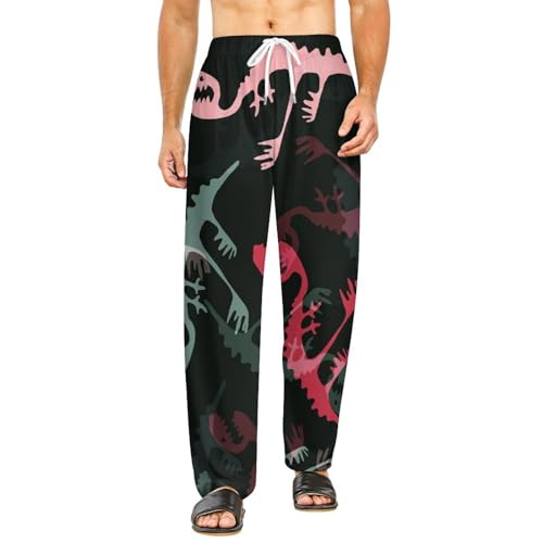 Bas de pyjama femme squelette de dinosaure imprimé long en taille S