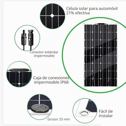 Miniatura 3 de Panel Solar Flexible De 600w, Carga Solar Monocristalina Con Controlador De 60a, Salida Usb Para Cargar Baterías De 12v 24v Gel Agm Ventilado - Para Caravana, Autocaravana, Barco, Techo