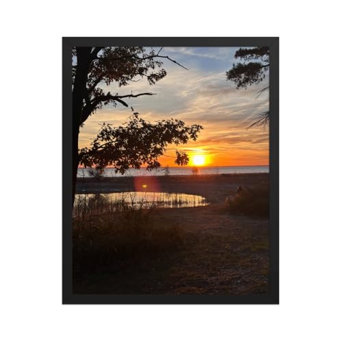 Framed Forest Sunset Photography – Golden Hour Lake Wall Art