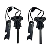 2pcs Fire Steel Survival Flint and Steel with Scale Scraper Ferrocium Rod Fire Starter Kit for Travelling Camping Hiking