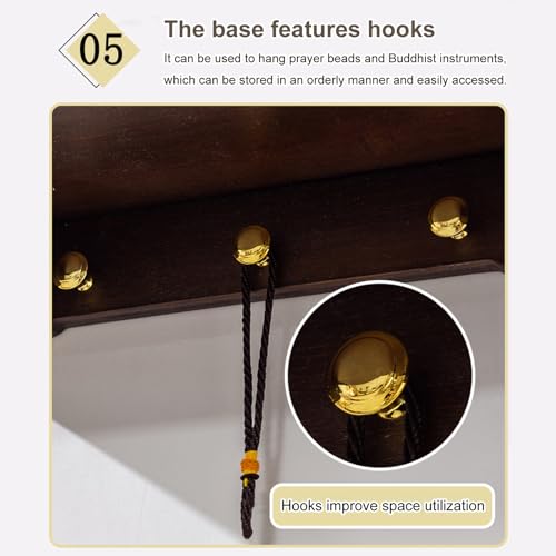 Wall-Mounted Altar Table for Spiritual,Bamboo Meditation Shrine Altar with Pull-Out Shelf and Hidden Storage Drawer for Small Spaces,Temple for Home,Pooja Mandir and Prayer Stand