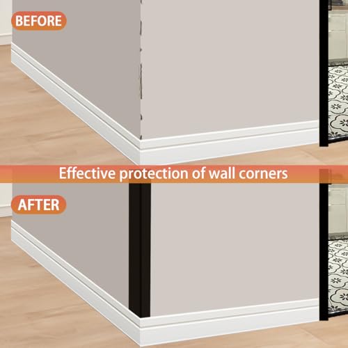 Image of QDYMXUN Aluminum Self Adhesive Wall Corner Guards, Peel and Stick L-Shaped Metal Protector Strips for Door Frame, Furniture Edge and Home Protection (Matte Black, 2pcs x 35''L x 0.8''W)