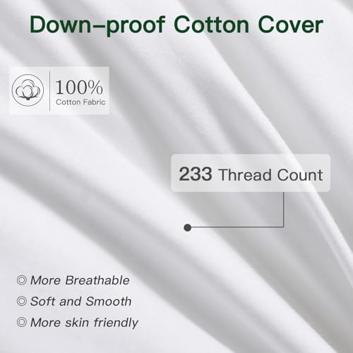 OTOSTAR Pack of 1 Down and Feather Throw Pillow Inserts, 26 x 26 Soft Fluffy Square Pillow Inserts with 100% Cotton Cover Decorative Pillows for Sofa Couch Bed-White by OTOSTAR - Image 3