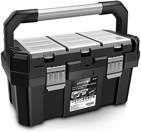 Anyyion 14.5-Inch Tool box with Removable Tray , Truly Strong and Durable For Craft Storage, Household（14.5In）