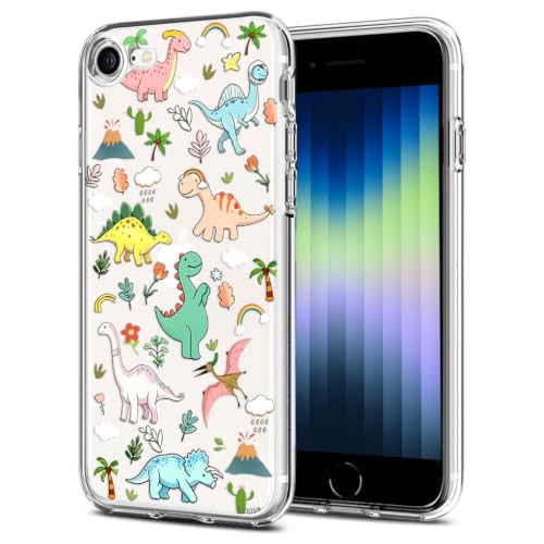Unov for iPhone SE (3rd) / SE (2nd) / 8/7 Case, Clear, Dinosaur Land