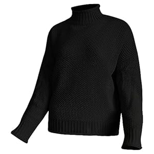 Mens Winter Shirt Women’s Knitted Sweater Women’s Clothing Thick Thread High Neck Pullover Sweater Women Fashion for Man (Black, S)