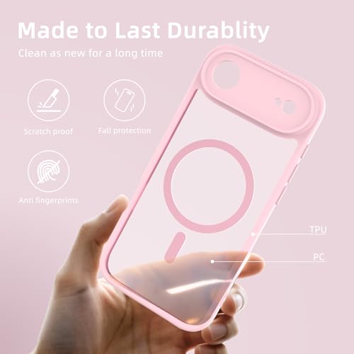 K TOMOTO Magnetic Case Compatible with iPhone 17 Air Translucent Matte Phone Case with Camera Lens Guard, Rugged Protective Cover 6.5-Inch, Light Pink — view 4