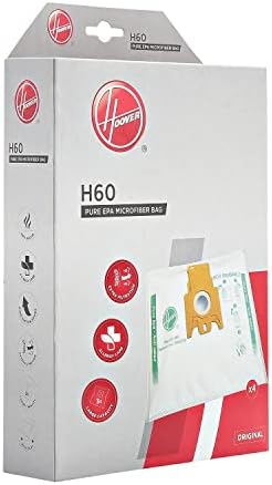 Hoover H60 Vacuum Cleaner Bags, Original, Microfibre, Pure EPA, Anti-Odour System with Activated Carbon, compatible with Hoover Cylinder Vacuums, 4 Pieces *3 packs
