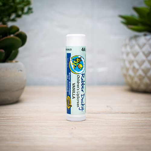 Rubber Ducky - Kid's Spf 44 Lip Balm - Moisturizing Vitamin E Sunscreen For Lips - All Season Broad Spectrum Uv Protection - Waterproof 80 Mins -No-Ox Protectant - Clear - Vanilla (3 Packs) #TOP2