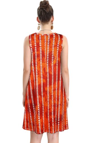 Image of elescat Women's Summer Dresses 2026 Beach Casual Sleeveless Floral Print Tank Loose Sundress with Pocket
