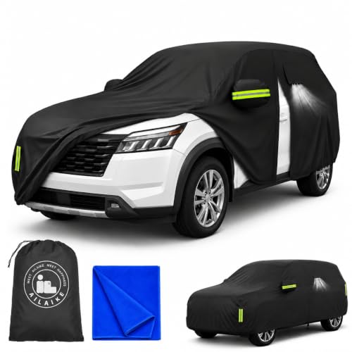 Image of Car Cover Waterproof All Weather Custom Fit for Pathfinder | All Weather Protection, Waterproof, Heavy Duty, Durable, UV Protection, Lightweight, Easy to install, Custom Fit