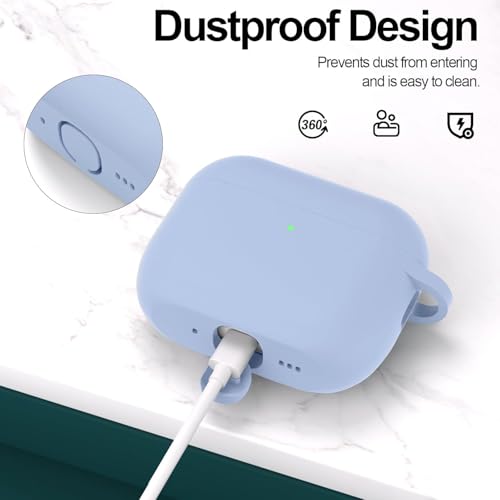 Image of New Soft Silicone Case Compatible with Apple AirPods Pro 3 Generation (2025) Protective Silicone 360 Full Protection Dust-Proof Shockproof Case Cover with Hook (Cover Only) (Sky Blue)