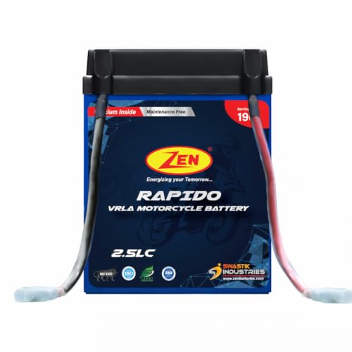 Image of Zen 2.5LC (12Volts 2.5AH) Motorcycle Rechargeable Battery for 2 wheelers Scooter Bikes SMF VRLA Maintanace Free