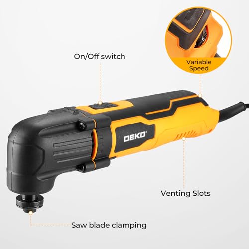 DEKOPRO 300W Multi Tool Oscillating Tool, 3000-22000RPM, 6 Speed, 3° Oscillation Angle, with 3 Blades for Wood, Plastic, Metal, Cutting, Sanding, Scraping by DEKOPRO - Used condition - Image 4