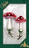 Größe: ca. 10 cm Dekohelden24 ORIGINAL LAUSCHAER Christbaumschmuck - 2er Set Pilze rot/Weiss mit Clip