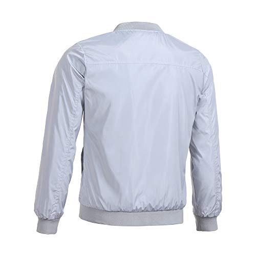 Image of IQYU Men's Basic Casual Shirt Outdoor Hiking Sports Jacket Sweat Jacket Spring Lightweight Bomber Jacket Regular Fit Windbreaker Lightweight Rain Jacket Baseball Jacket Long Sleeve Cardigan, gray, M