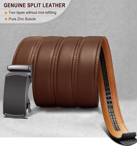 Image of Men's Belt,Bulliant Leather Adjustable Belt for Men Dress Casual 1 3 /8,Trim to Fit