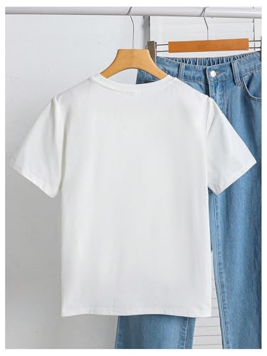 OYOANGLE Girl's Cute Bow T Shirt Short Sleeve Crew Neck Tee Shirts Solid Summer Casual Tops4