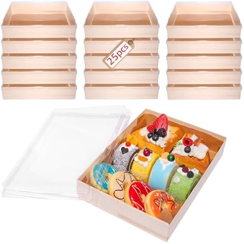 ganfaner 12 Sets Wooden Charcuterie Boxes with Lids, Anti-grease Bento Boxes Hold Sushi Truffle Sandwich Donut Fruits Dessert, suitable for Party Takeout Enjoyment [9.4x6.9x2.36in] Cover