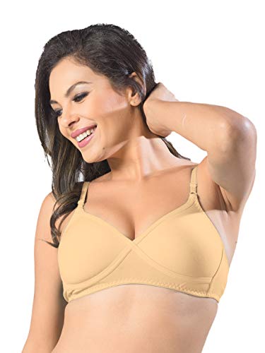 Image of SONARI Womens Non Padded Regular Cotton Bra | Wire-Free, Medium Coverage, Sewn-in Bump for Natural Lift, Polycotton Blend Fabric, Hook & Eye Closure, Adjustable Straps - Violet