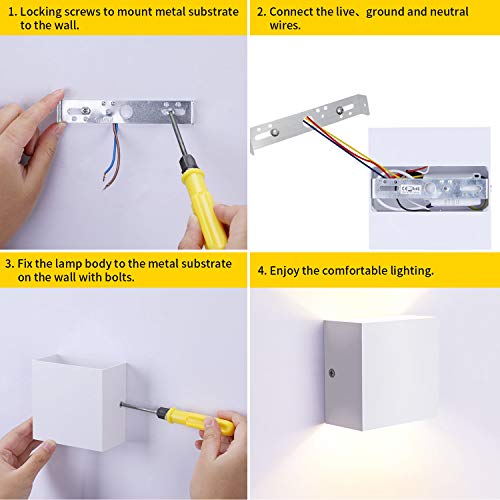 Lightess Modern Wall Sconce Mini 10W White Hardwired, Set Of 2 Up Down Wall Mount Lights Indoor Mini Metal Led Wall Lamp For Living Room Bedroom Hallway Decor, Warm White, O1181Tp #TOP6