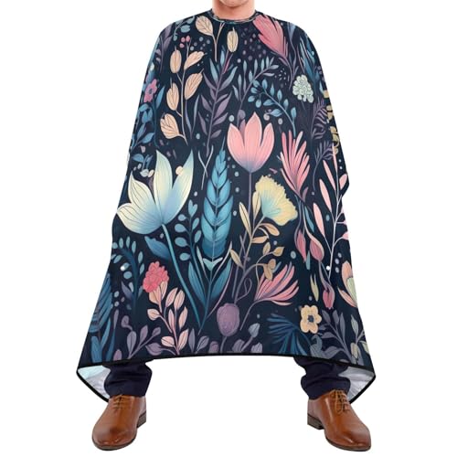 Capa de corte de cabello profesional impermeable con patrón floral y cierre ajustable de broche para estilismo y peluquería miniatura 1