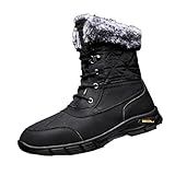 [IJGE] スノーブーツ メンズ 冬靴 ハイカット 防水 防滑 防寒 保温 暖かい 軽い 登山 アウトドア ハイキング シューズ 雪靴 レースアップ 通勤 通学 ショート 28.5cm ブーツ ブラックボア付き スノーシューズ