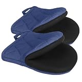 Short Oven Mitts, Heat Resistant 500°F, Silicone Grip Kitchen Gloves, Non-Slip for Baking, Grilling, BBQ, Machine Washable with Hanging Loop, 2-Pack Set, Denim Blue