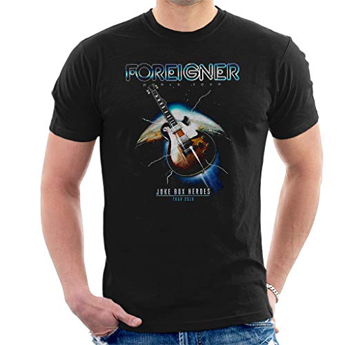  Rock Off Foreigner Juke Box Heroes Manica Corta Uomo Maglietta Nero X-Large