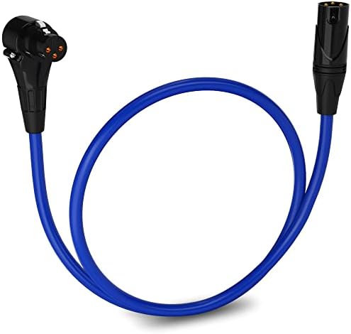 LyxPro Balanced XLR Cable Premium Series Microphone Cable, Speakers and Pro Devices Cable, 1.5 Ft RA Female- Blue