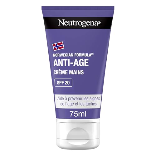 Neutrogena | Crème Mains Anti-Âge SPF 20 Formule Norvégienne (tube de 75 ml) – Crème hydratante pour les mains contre les signes visibles de l'âge et les taches – Soin des mains au parfum délicat