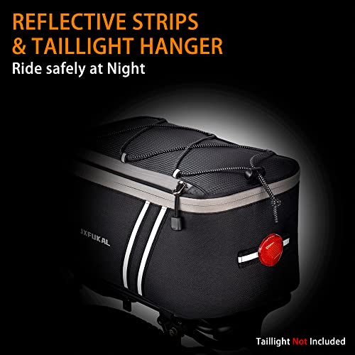 JXFUKAL Rear Bike Rack Bag with Rain Cover, 7L/9L/10L/12L Waterproof Bicycle Ebike Saddle Bag Cycling Pannier Trunk Carrier with Reflector & Adjustable Cord for Commuter Travel Outdoor
