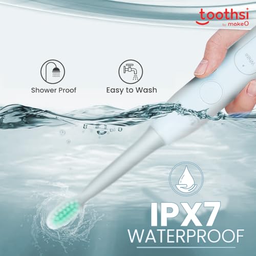 Image of Toothsi Electro Sonic Electric Toothbrush | Smart Electric Toothbrush for Men & Women | with 6 Modes & 5 Brush Heads | IPX 7 Waterproof | Rechargeable | Oral Care (White1, i8)