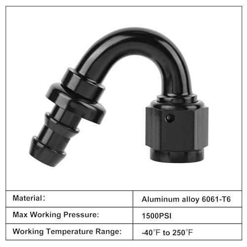 Image of EVIL ENERGY 4AN 150 Degree Push Lock Hose Fitting End Black