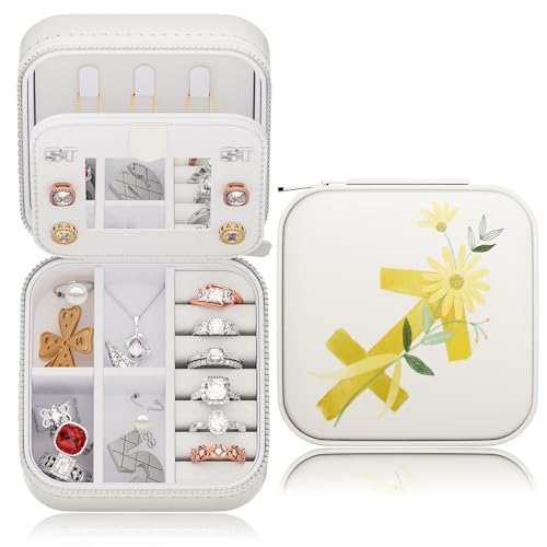 LATIT Small Travel Jewellery Box 12 Constellations Portable Mini Jewellery Organiser for Necklace Earrings Bracelets Rings PU Leather Travel Jewellery Case for Women Girls