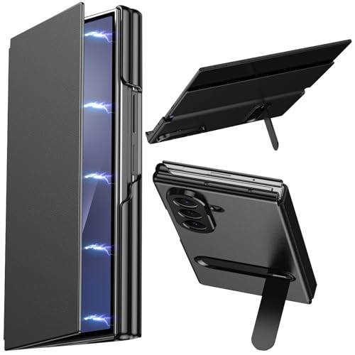 Étui pour Samsung Galaxy Z Trifold en cuir noir avec béquille