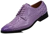 Orion Men's Crocodile Print Oxfords Lace Up Derby Dress Shoes (11, Lavender)