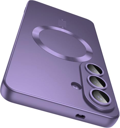 Image of DIZORO Compatible with Samsung S26 Case, Compatible with Mag Safe, Matte Luxury Metallic Luster Flexible TPU Wireless Charging Shockproof Case with Camera Protector Desert Violet