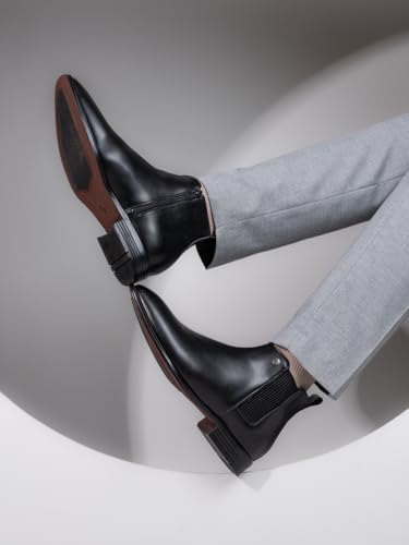 Image of ALBERTO TORRESI Men's Synthetic Slip-on Chelsea Boots - Stylish and Comfortable Footwear for Every Occasion (Black, 8)