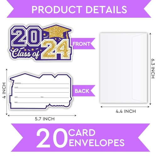Graduation Announcement Card 2024, Graduation Party Decor Supplies, Funny Graduation Party Invitation Card With Envelope For Middle High School Or College Or Phd 2024, 20 Count Graduation Card - Thumbnail 2